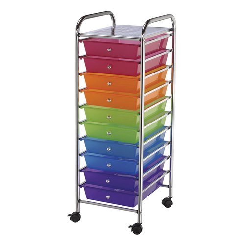 SC10MC : Blue Hills Studio 10-Drawer Multi-Colored Storage Cart