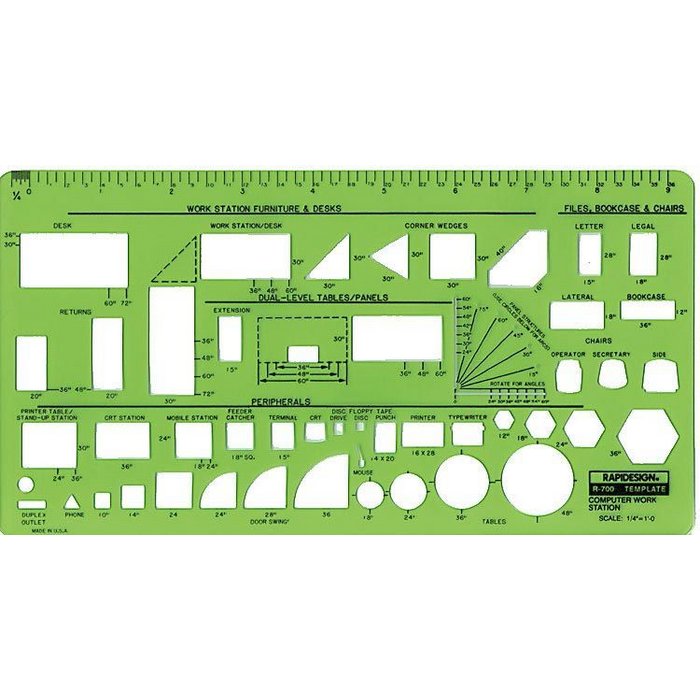 700R : Chartpak&#188;" Scale Computer Work Station Template