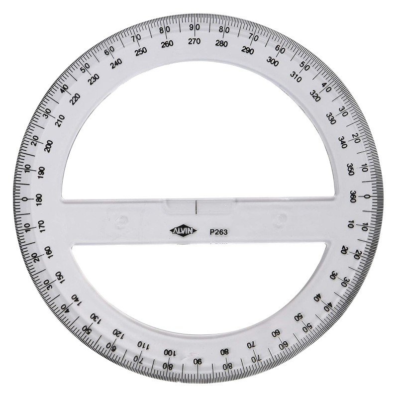 ALVIN P234 Circular Protractor 4 Inch Multipurpose Tool for Drafting Great for Students and Professionals 360 Degrees Engineering and Design Die-Stamped Graduations 