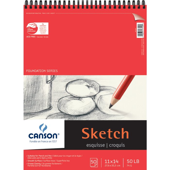 C100511030 : Canson 11" x 14" Foundation Series Sketch Pad - 50 Sheets