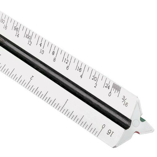 12" Color-Coded Plastic Architectural Scale Drafting Supplies, Ruling and Measuring Tools, Triangular Scales, Triangular Architectural Scales
