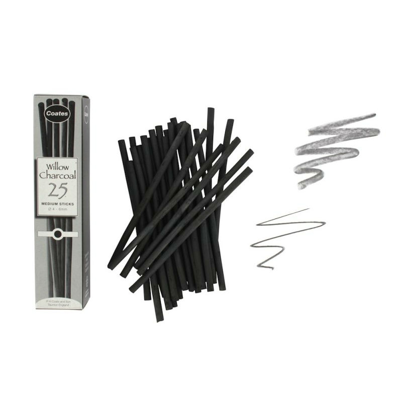 Coate's Willow Charcoal - Box of 25 Medium Sticks