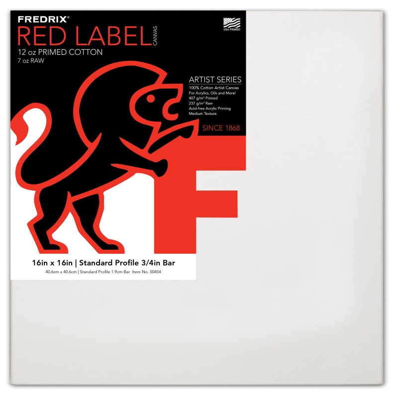Artist Series Red Label 12 oz. Primed Cotton Stretched Canvas - Standard Profile - FX5012