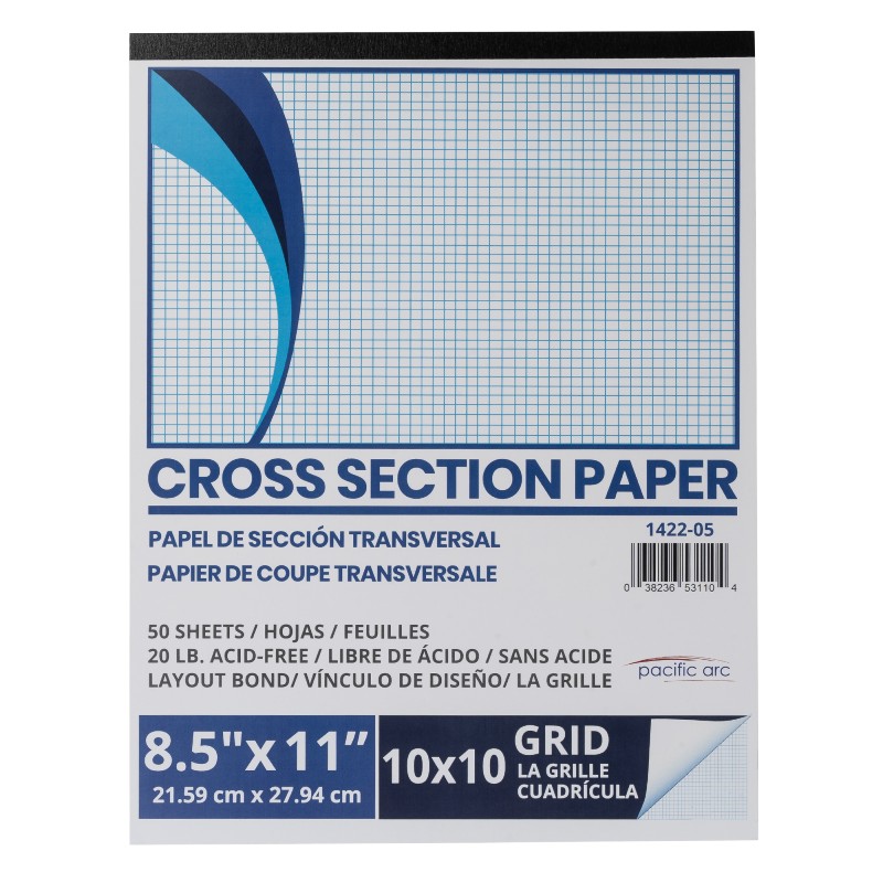 Pacific Arc Cross Section Paper Pad 8 x 8 Grid 50 Sheets 11 Inch x 17 Inch 