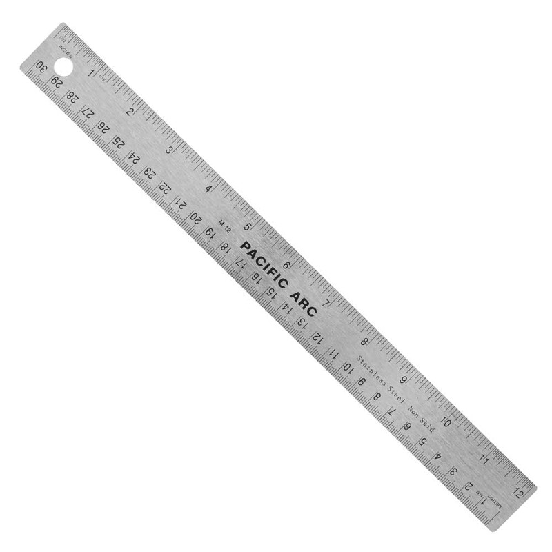 Pacific Arc Stainless-Steel Cork-Back Ruler #M-06