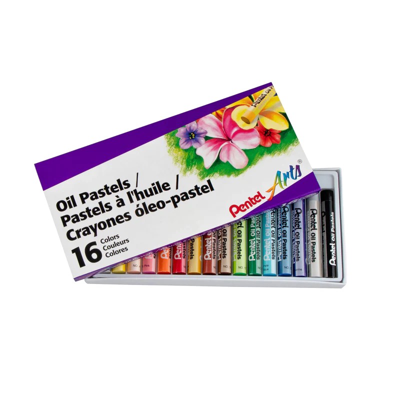 Pentel Arts Oil Pastels, Assorted colours, 1 pack of 25 sticks
