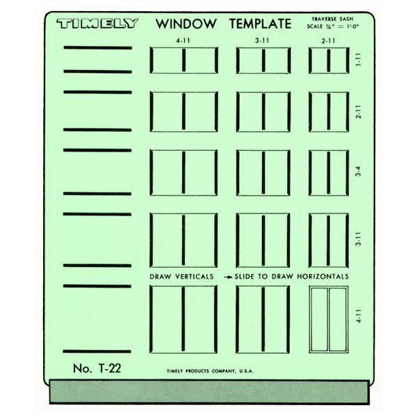 T-22 : Timely 1/4" Scale Traverse Windows Template