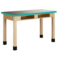 PerpetuLab Wooden Leg Lab Tables with Book Compartment - Laminate Top 
