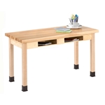 PerpetuLab Wooden Leg Tables with Book Compartment - Butcher Block Top 