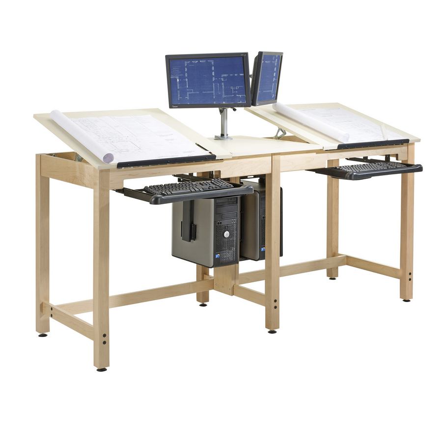 Diversified Woodcrafts Two-Station CPU Student Drafting Table