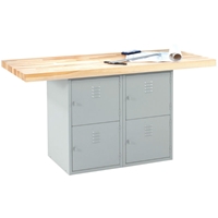 Forum Industrial Arts Two-Station Steel Workbench with 4 Lockers 