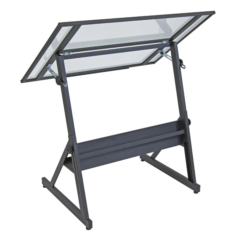 Studio Designs Solano Adjustable Drafting Table Charcoal-clear Glass