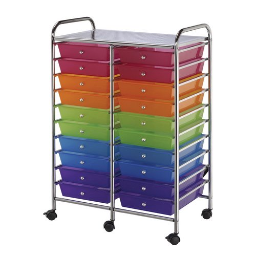 SC20MCDW : Blue Hills Studio 20-Drawer Multi-Colored Storage Cart
