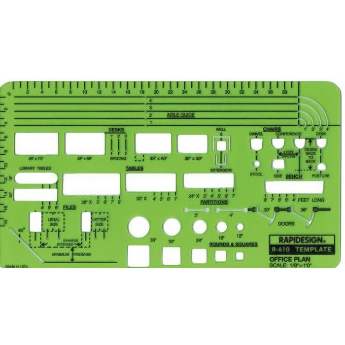 610R : RapidDesign-1/8" Scale Office Plan Layout Template