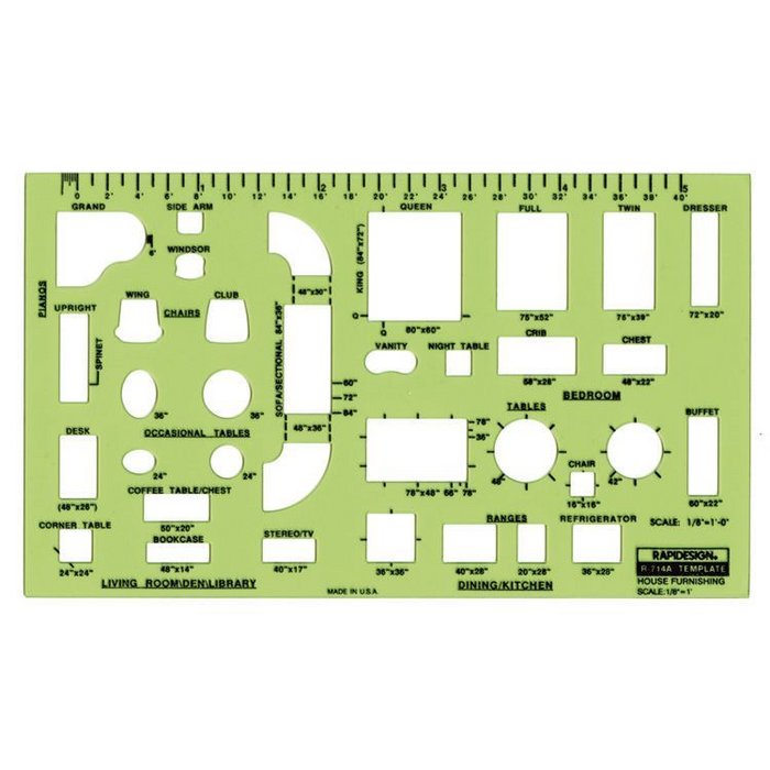 714RA : RapidDesign-1/8" Scale House Furnishing Template
