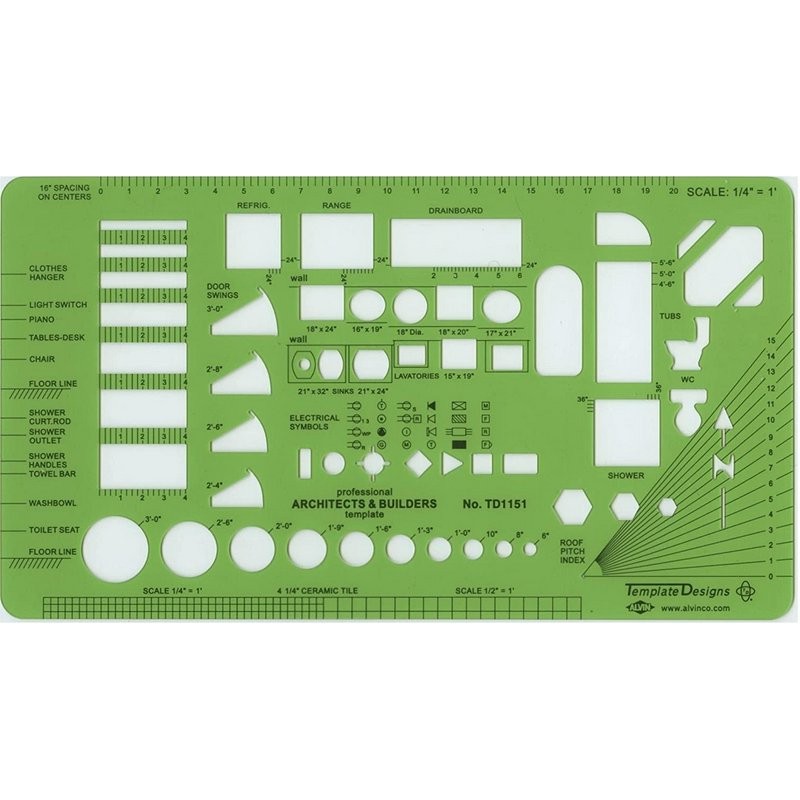 TD1151 : Alvin 1/4" Scale Architects and Builders Template