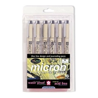 Pigma Micron Pen Set 6-Color Pack .25mm Art Supplies, Art Markers, Drawing and Sketching Markers, Pigma Micron Fine Line Design Pens