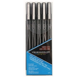 Fine Line Illustration Markers - Set of 5 Black Art Supplies, Art Markers, Drawing and Sketching Markers, Prismacolor Fine Line Illustration Markers