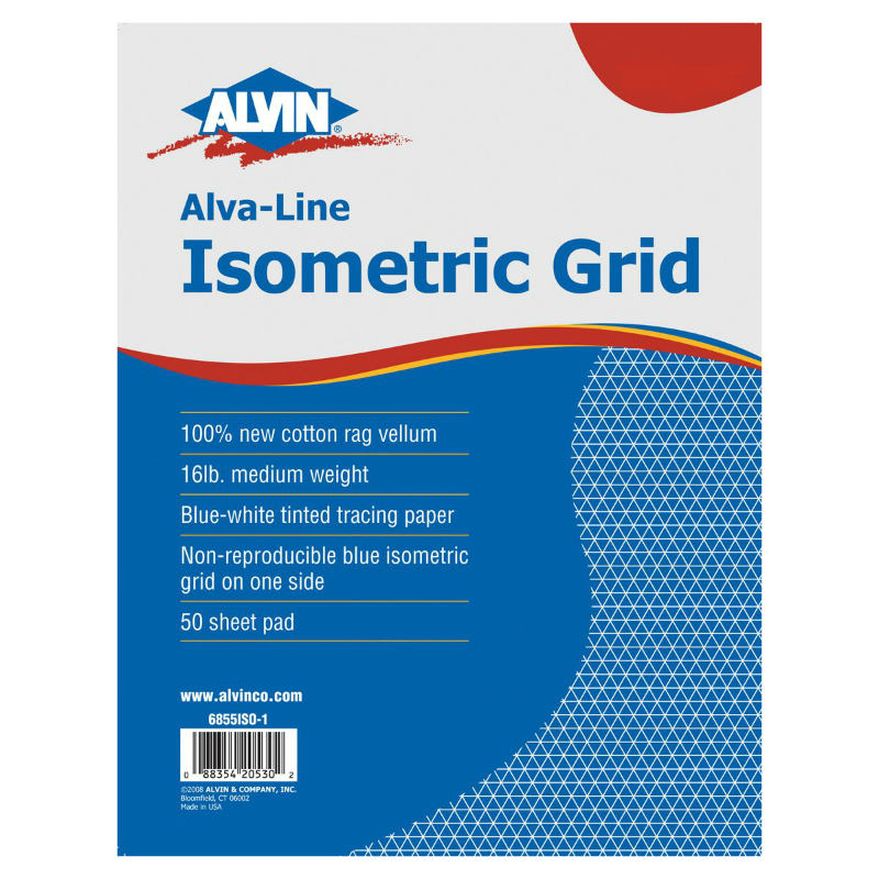 6855ISO-1 : Alvin 8.5" x 11" Alva-line Isometric Grid Pad