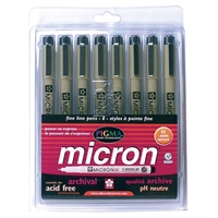 Pigma Micron Pen Set 8-Color Pack .45mm Art Supplies, Art Markers, Drawing and Sketching Markers, Pigma Micron Fine Line Design Pens