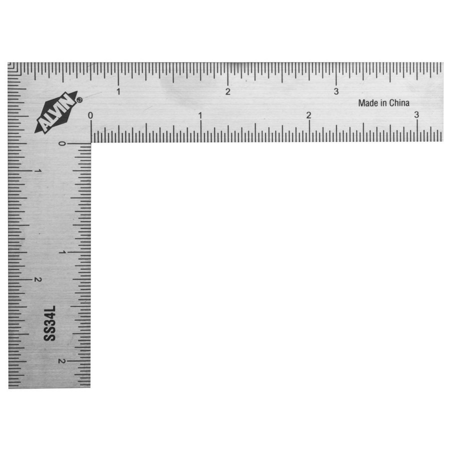 Alvin Drafting 3 x 4 L-Square Stainless Steel Ruler #SS34L
