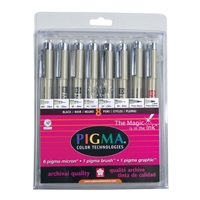 Pigma Micron Black Pen Set 8-Piece Set Art Supplies, Art Markers, Drawing and Sketching Markers, Pigma Micron Fine Line Design Pens