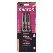 Pigma Micron Black Pen Set 3-Pack Art Supplies, Art Markers, Drawing and Sketching Markers, Pigma Micron Fine Line Design Pens