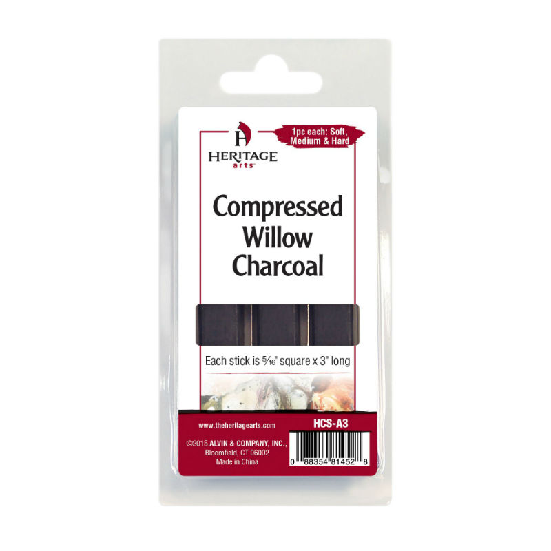 6 pcs Compressed Charcoal Sticks Kit for Sketching Soft Medium Hard for  Artists 