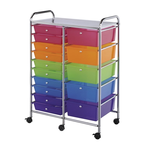 SC15MCDW : Blue Hills Studio 15-Drawer Multi-Colored Storage Cart
