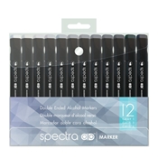 SCGRAY1AD : Chartpak Spectra AD Marker - Cool Gray 12 Pc Set