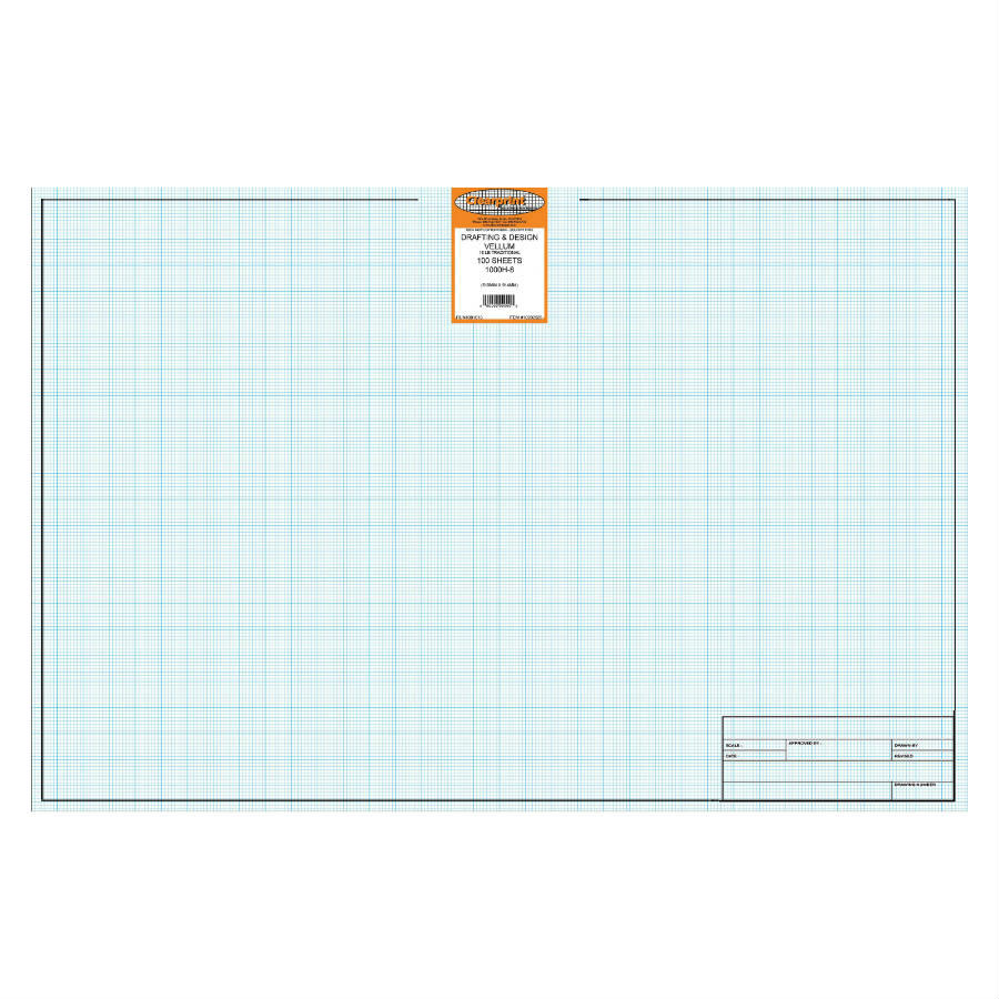 24x36 Pkg 100 Title Block Right Side 1000HST-A Clearprint Vellum Sheets