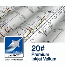 36"W Rolls - 20lb. Premium Inkjet Vellum - 2" Core 