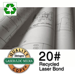36" x 500 - 20lb. Recycled Engineering Bond Paper Roll - 3" Core - Carton of 2 Rolls 