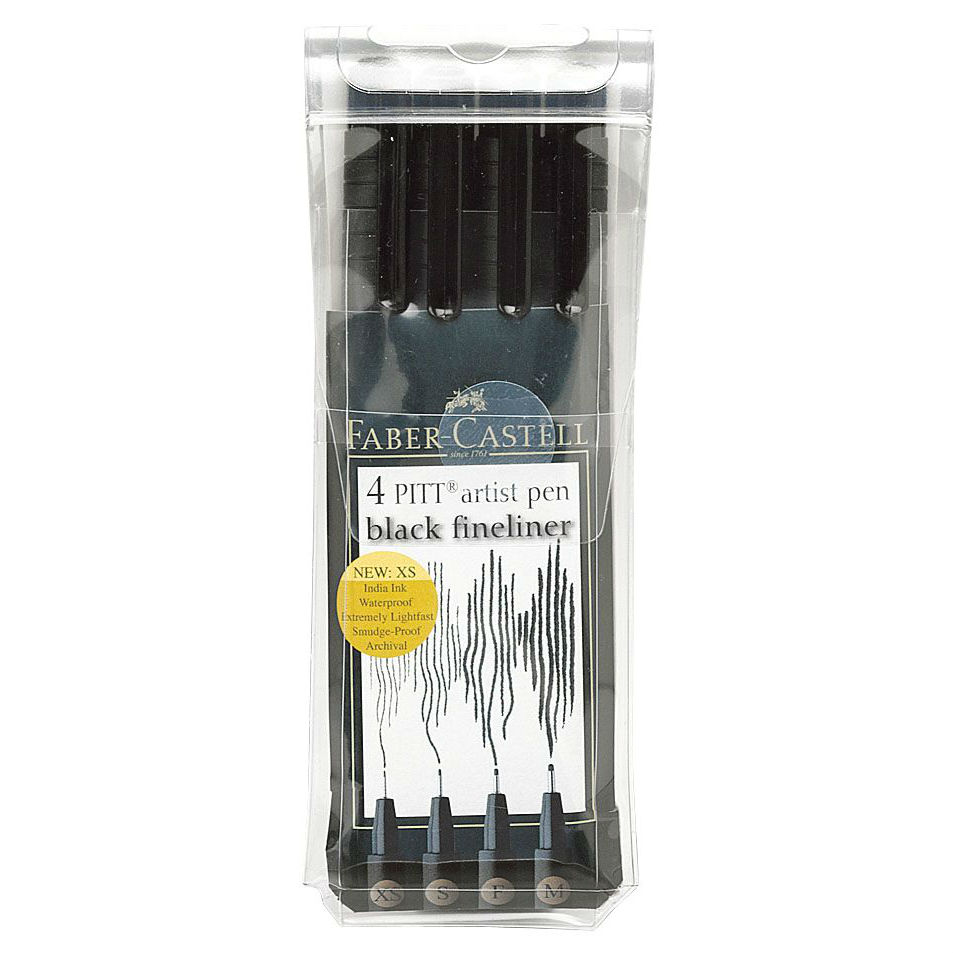 Indica nicht Intrekking Faber-Castell PITT Artist 4-Pen Set Black #FC167115