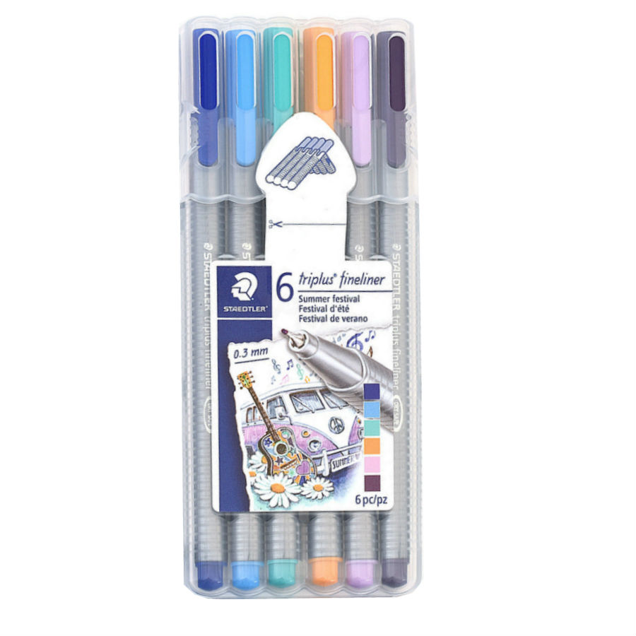 Staedtler Triplus Fineliner Pens - Set of 6 Summer Festival Colors #334  SB6S1A6