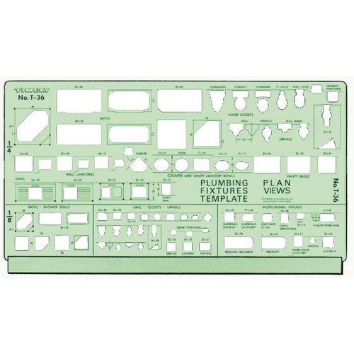 36T : Timely 1/4" and 1/8" Scale Plumbing - Plan Views Template