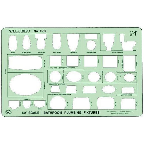39T : Timely 1/2" Scale Bathroom Plumbing Template