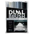Dual Brush 10-Pen Set - Grayscale Colors
