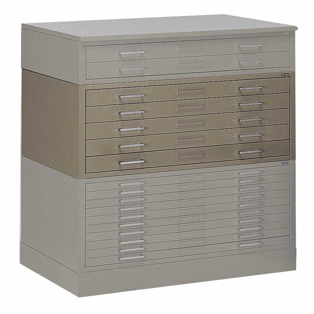 7767D : Mayline 5-Drawer Interlocking Plan File with Dust Covers for 24" x 36" Media