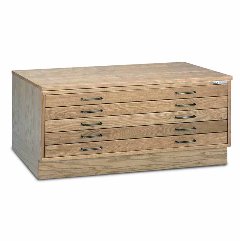 mayline 5-drawer oak flat file for 24" x 36" media 7717c